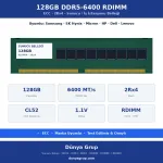 128GB DDR5-6400 RDIMM 2Rx4 ECC Sunucu RAM