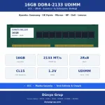 16GB DDR4-2133 UDIMM 2Rx8 ECC Sunucu RAM