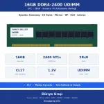 16GB DDR4-2400 UDIMM 2Rx8 ECC Sunucu RAM