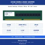 32GB DDR4-2666 UDIMM 2Rx8 ECC Sunucu RAM