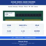 32GB DDR5-5600 RDIMM 2Rx8 ECC Sunucu RAM