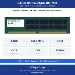 64GB DDR4-2666 RDIMM 4Rx4 ECC Sunucu RAM