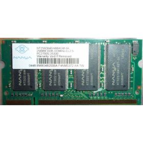 NANYA DDR1 / 256MB / 333 MHZ NT256D64SH8BAGM-6K 256MB DDR-333MHz-CL2.5 PC2700S-25330, SPS-355925-001 Notebook Ram Bellek