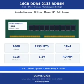 16GB DDR4-2133 RDIMM 1Rx4 ECC Sunucu RAM