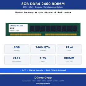 8GB DDR4-2400 RDIMM 1Rx4 ECC Sunucu RAM