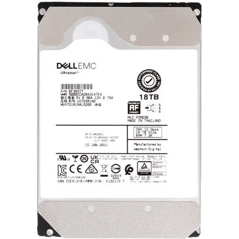 Dell DP/N 0R20GG R20GG 18TB 3.5 inch 7.2K 12G SAS Disk