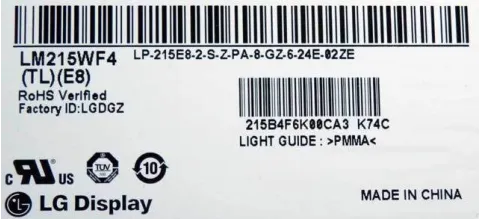 LM215WF4(TL)(E8) LM215WF4-TLE8 21.5 inch HP Touch Paneli Ekran