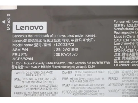 Lenovo ThinkPad X13 Gen 2 (Type 20XH, 20XJ) 41Wh Orjinal Laptop Bataryası