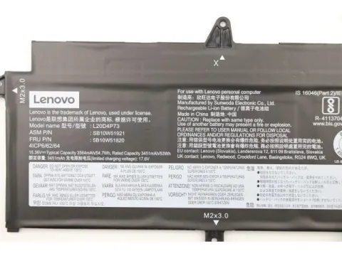 Lenovo ThinkPad X13 Gen 2 (Type 20XH, 20XJ) Orjinal Laptop Bataryası